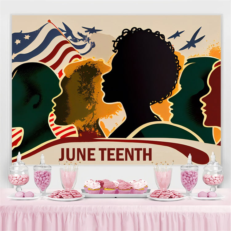 Juneteenth Backdrop Ideas Silhouettes Flag Tribute Backdrop BRP5-6