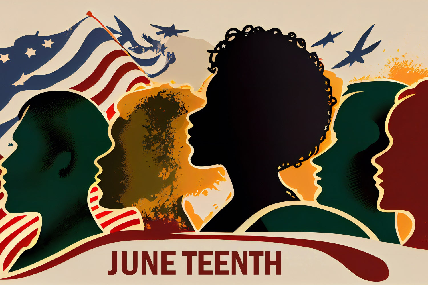 Juneteenth Backdrop Ideas Silhouettes Flag Tribute Backdrop BRP5-6