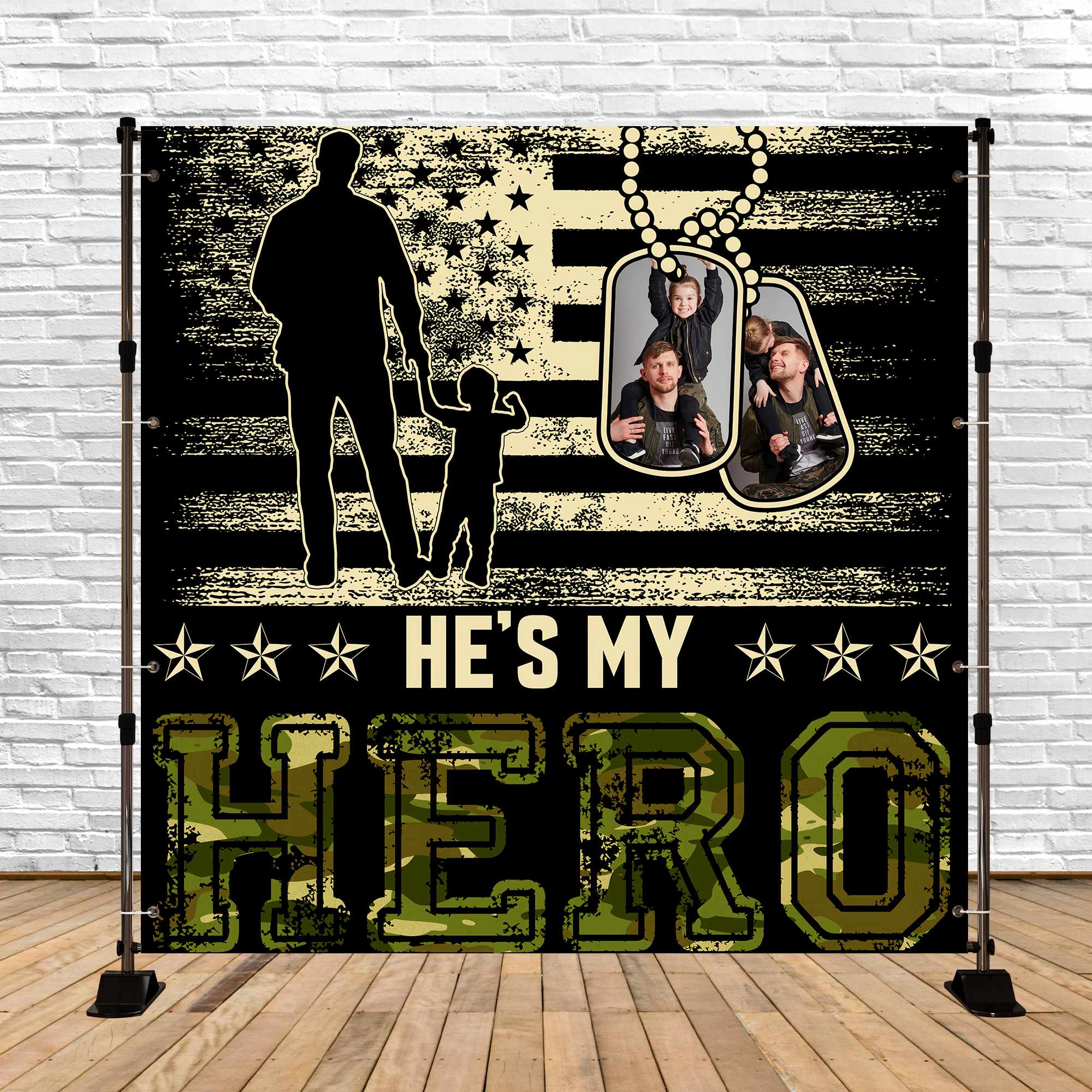 Fathers Day Backdrop Military Pride Family Personalized Backdrop BRP5-71