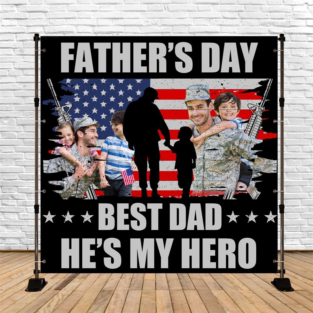 Fathers Day Photo Backdrop Hero Flag Tribute Custom Backdrop BRP5-72