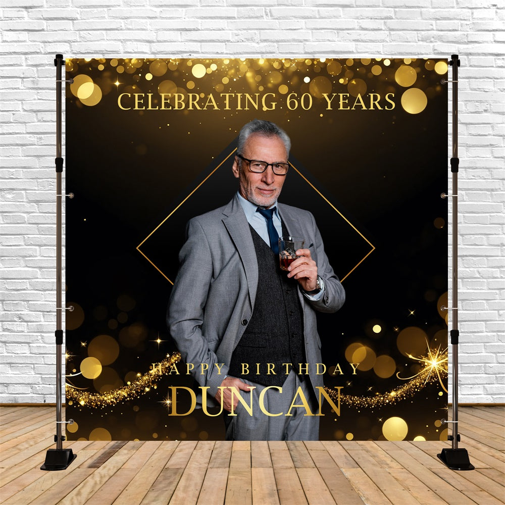 60th Birthday Backdrops Luxury Sparkling Elegant Custom Backdrop BRP5-82