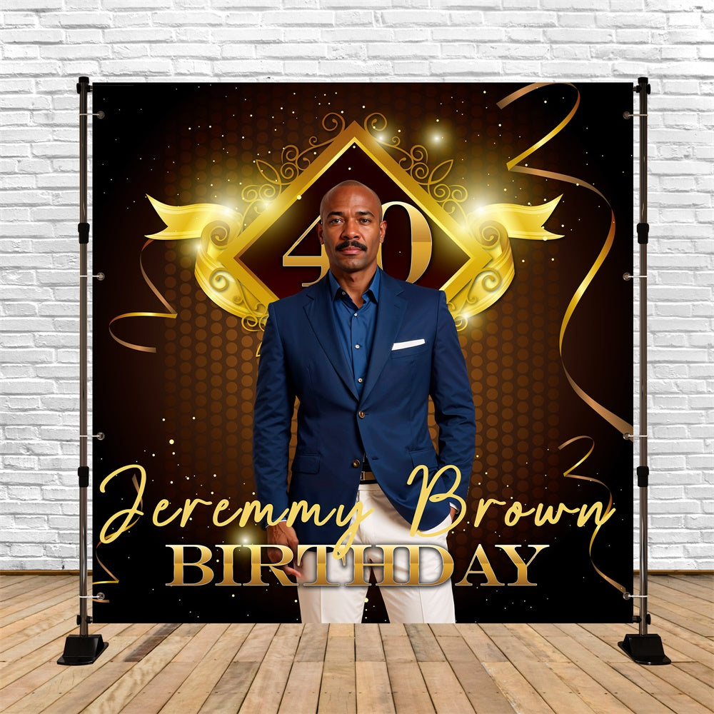 40th Birthday Backdrop Golden Banner Elegant Customized Backdrop BRP5-83