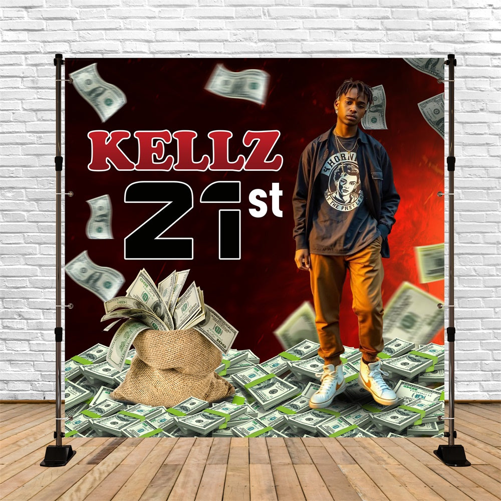 21st Birthday Backdrop Urban Style Dollar Bills Custom Backdrop BRP5-90