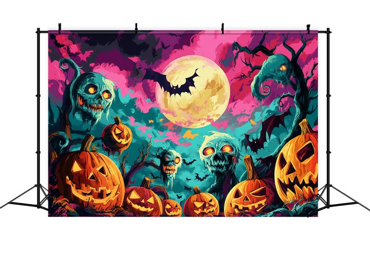 Spooky Halloween Backdrop Nightmare Pumpkin Patch Backdrop BRP57-102