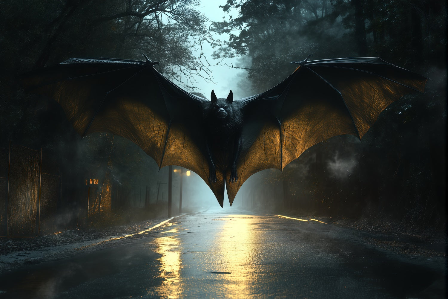 Spooky Halloween Backdrop Midnight Bat Descent Backdrop BRP57-108