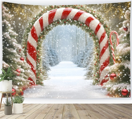 Christmas Backdrops Candy Cane Winter Forest Backdrop BRP57-120