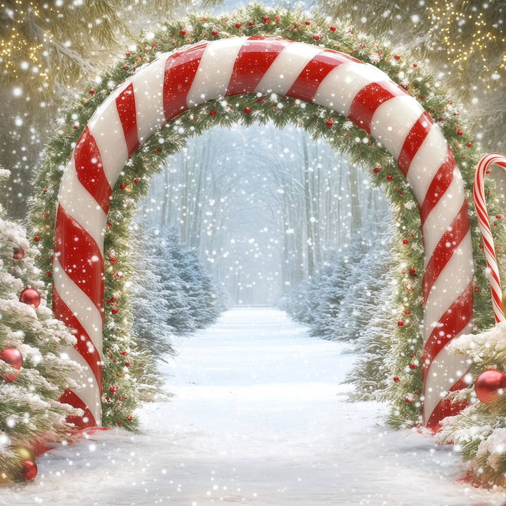 Christmas Backdrops Candy Cane Winter Forest Backdrop BRP57-120