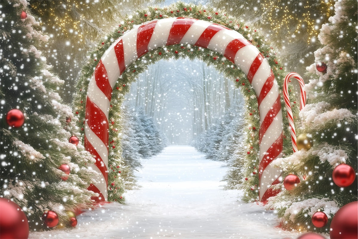 Christmas Backdrops Candy Cane Winter Forest Backdrop BRP57-120