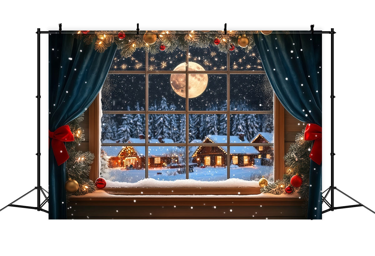 Christmas Backdrop Frosty Window Midnight Glow Backdrop BRP57-122