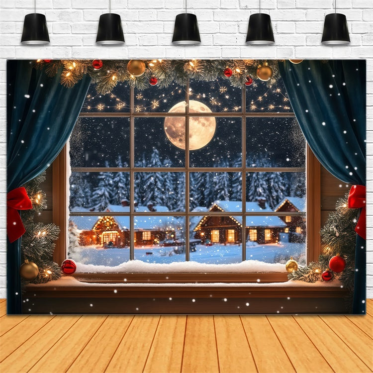 Christmas Backdrop Frosty Window Midnight Glow Backdrop BRP57-122