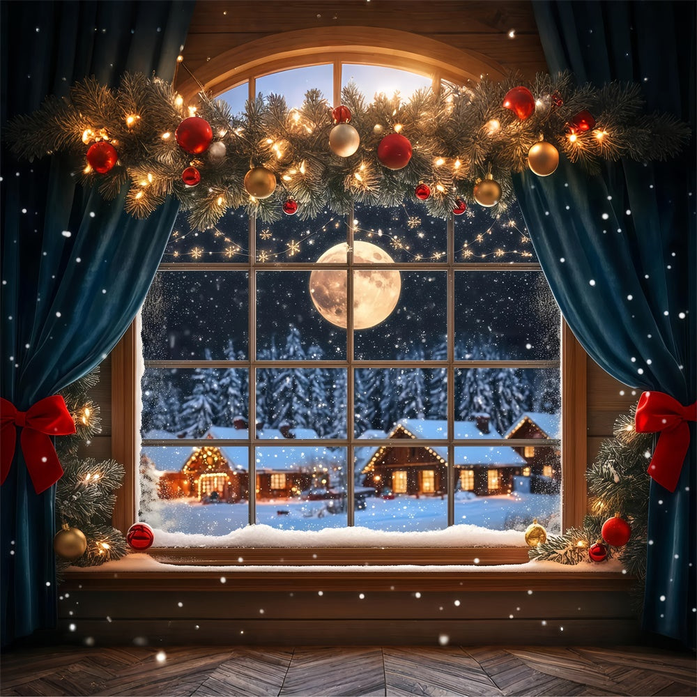 Christmas Backdrop Frosty Window Midnight Glow Backdrop BRP57-122