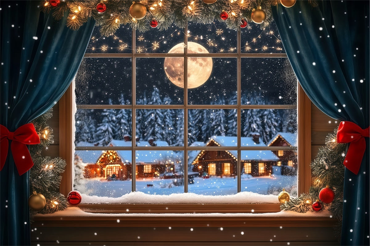 Christmas Backdrop Frosty Window Midnight Glow Backdrop BRP57-122