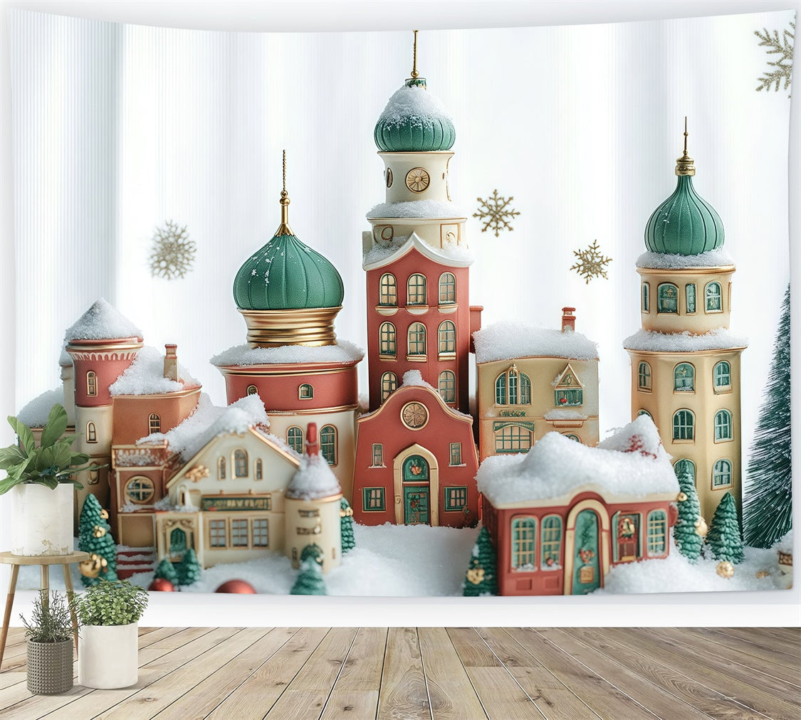 Christmas Backdrop Ideas Snowflake Christmas Town Backdrop BRP57-127