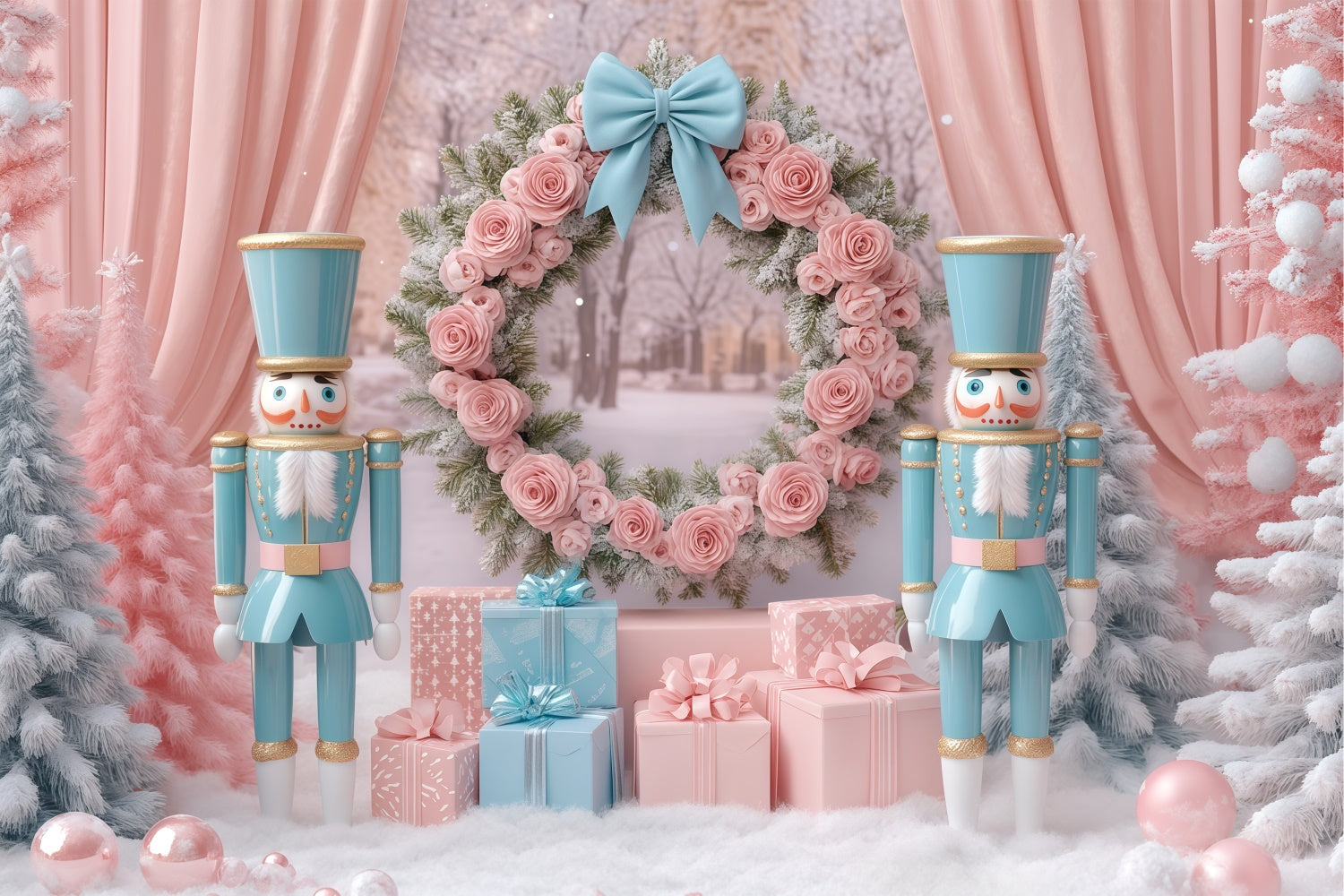 Christmas Photo Backdrop Rosy Regal Wonderland Backdrop BRP57-141