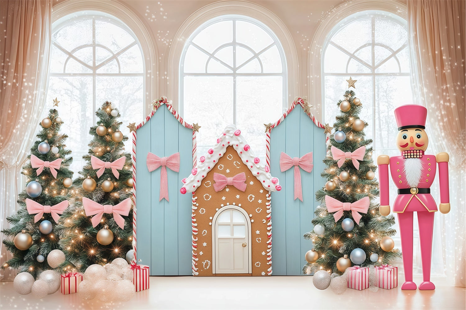 Christmas Photo Backdrops Pink Bow Candyland Backdrop BRP57-143