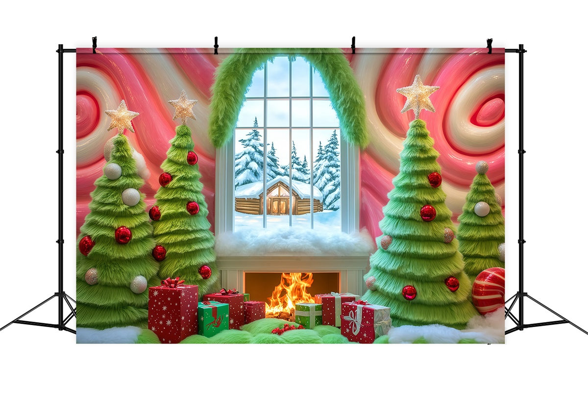 Christmas Photography Backdrops Cozy Candy Cabin Backdrop BRP57-150