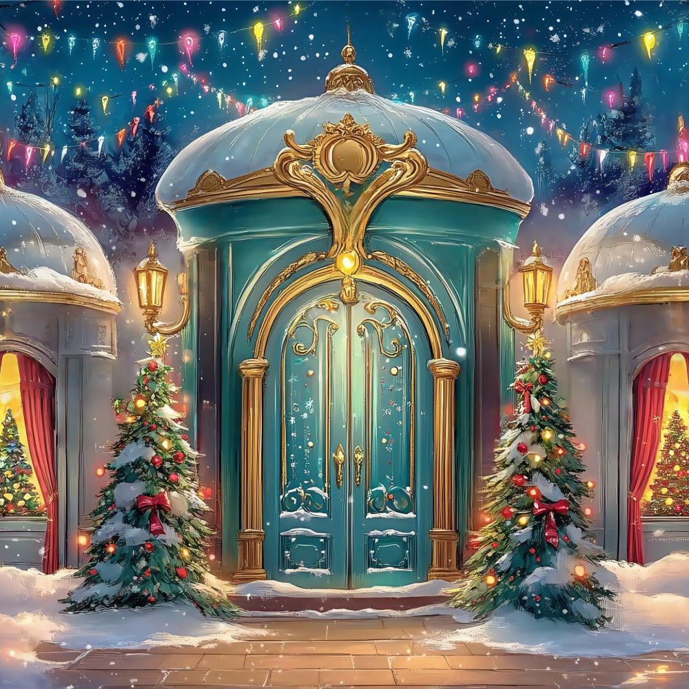 Christmas Backdrops Sale Holiday Palace Entrance Backdrop BRP57-157