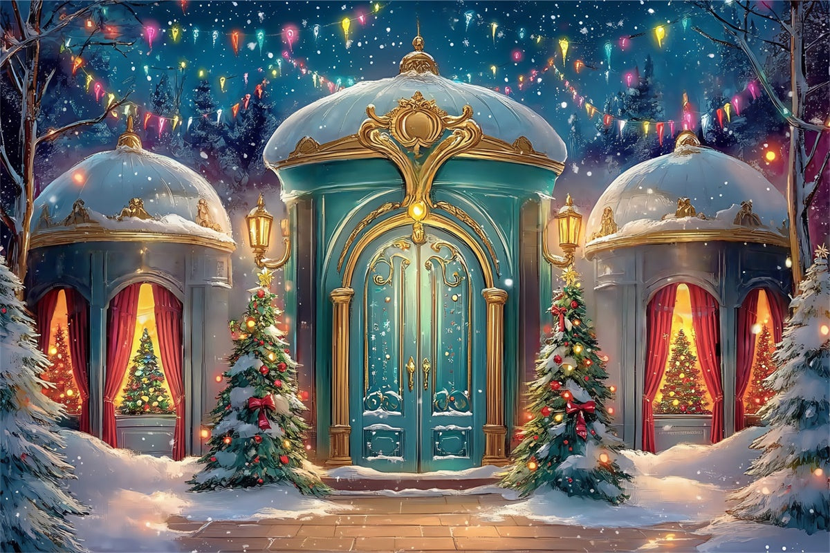 Christmas Backdrops Sale Holiday Palace Entrance Backdrop BRP57-157