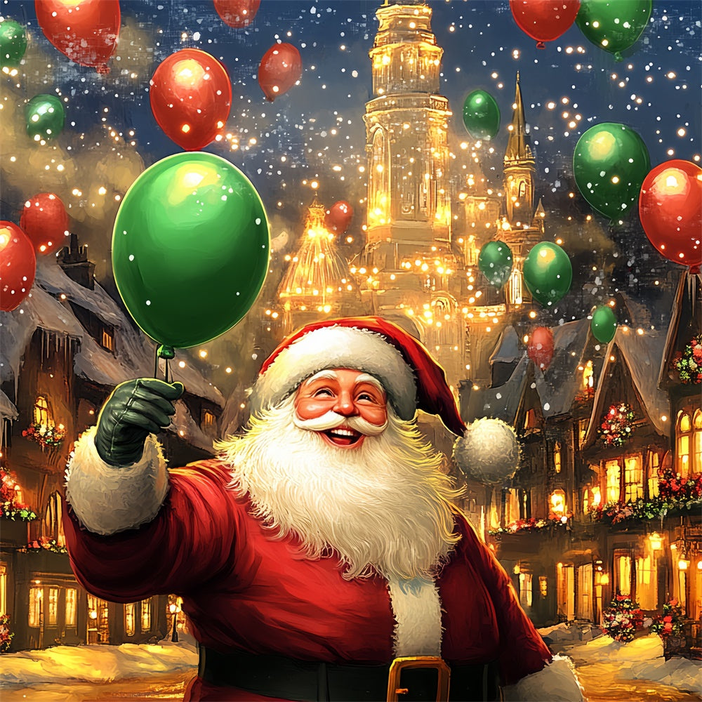 Christmas Village Backdrop Santa Balloon Parade Backdrop BRP57-162