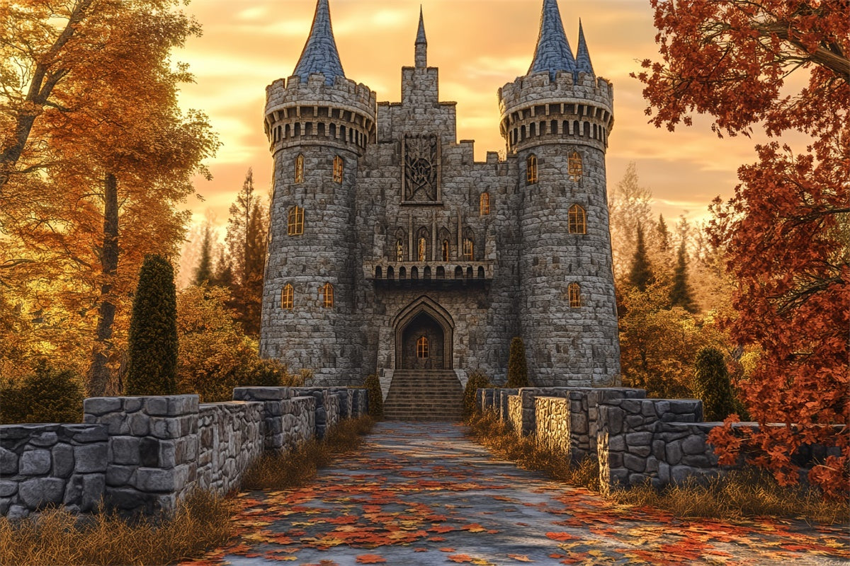 Castle Backdrops Maple Castle Path Autumn Backdrop BRP57-164