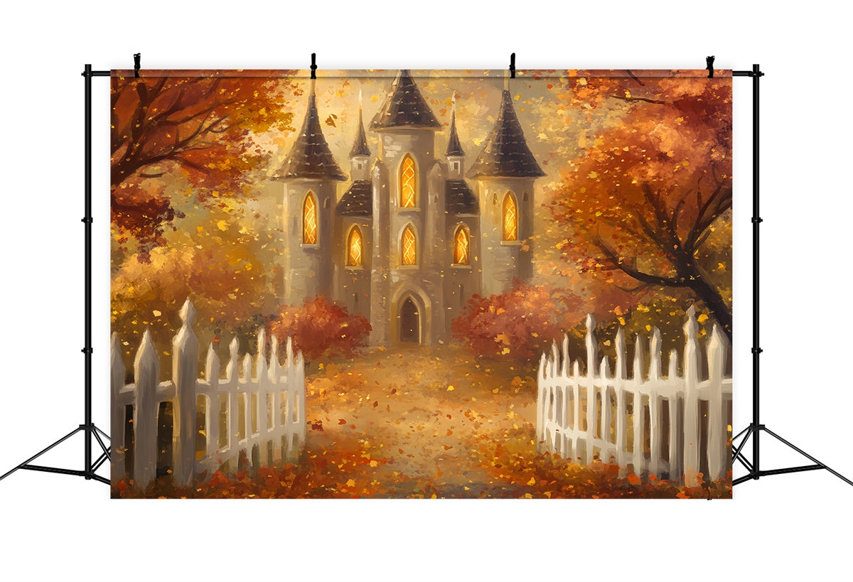 Fall Backdrop Golden Glow Dream Castle Photo Backdrop BRP57-167