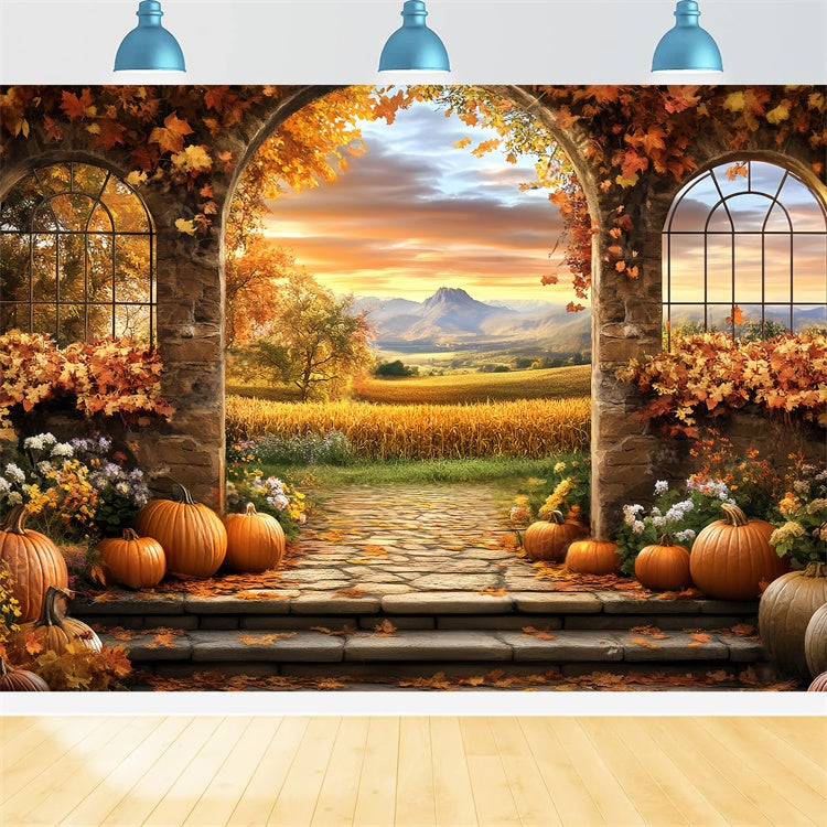 Fall Photoshoot Backdrop Harvest Archway Sunset Backdrop BRP57-171