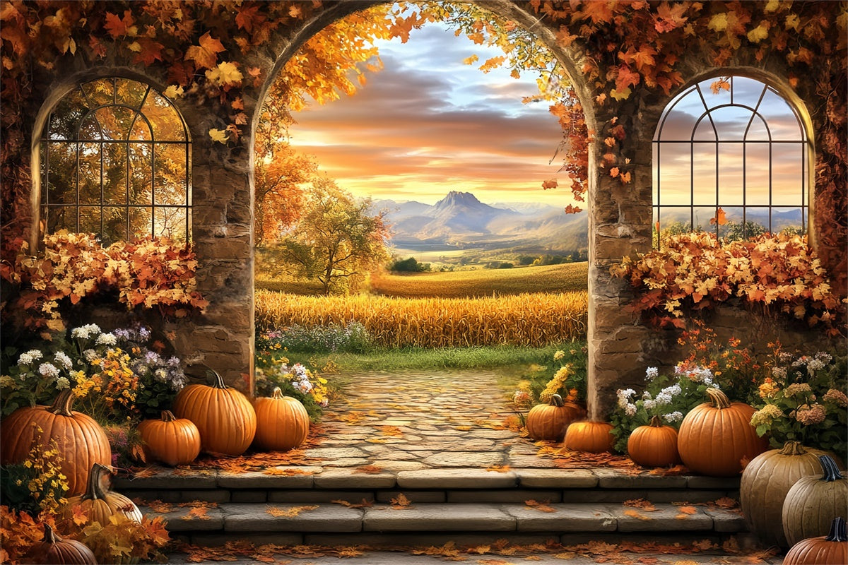 Fall Photoshoot Backdrop Harvest Archway Sunset Backdrop BRP57-171