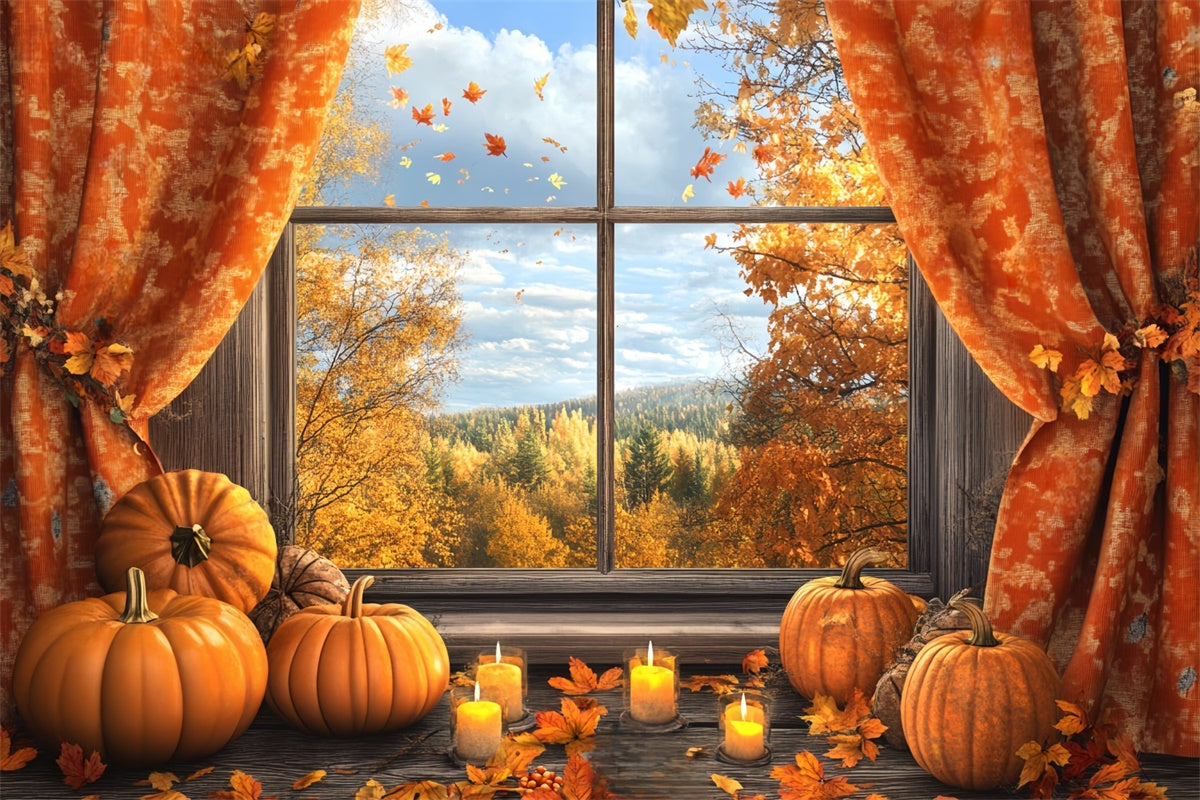 Autumn Photo Backdrop Rustic Windowed Harvest Backdrop BRP57-173