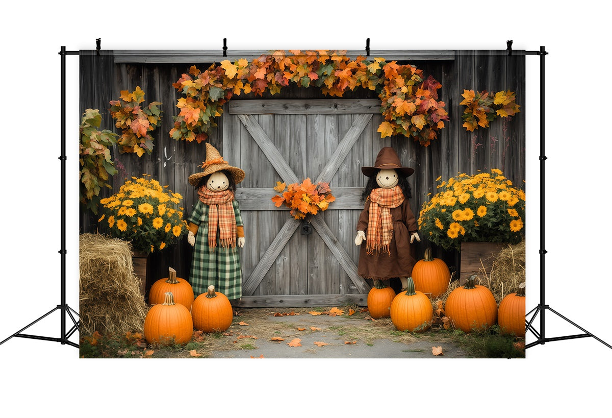 Barn Backdrops Pumpkin Patch Scarecrow Autumn Backdrop BRP57-180