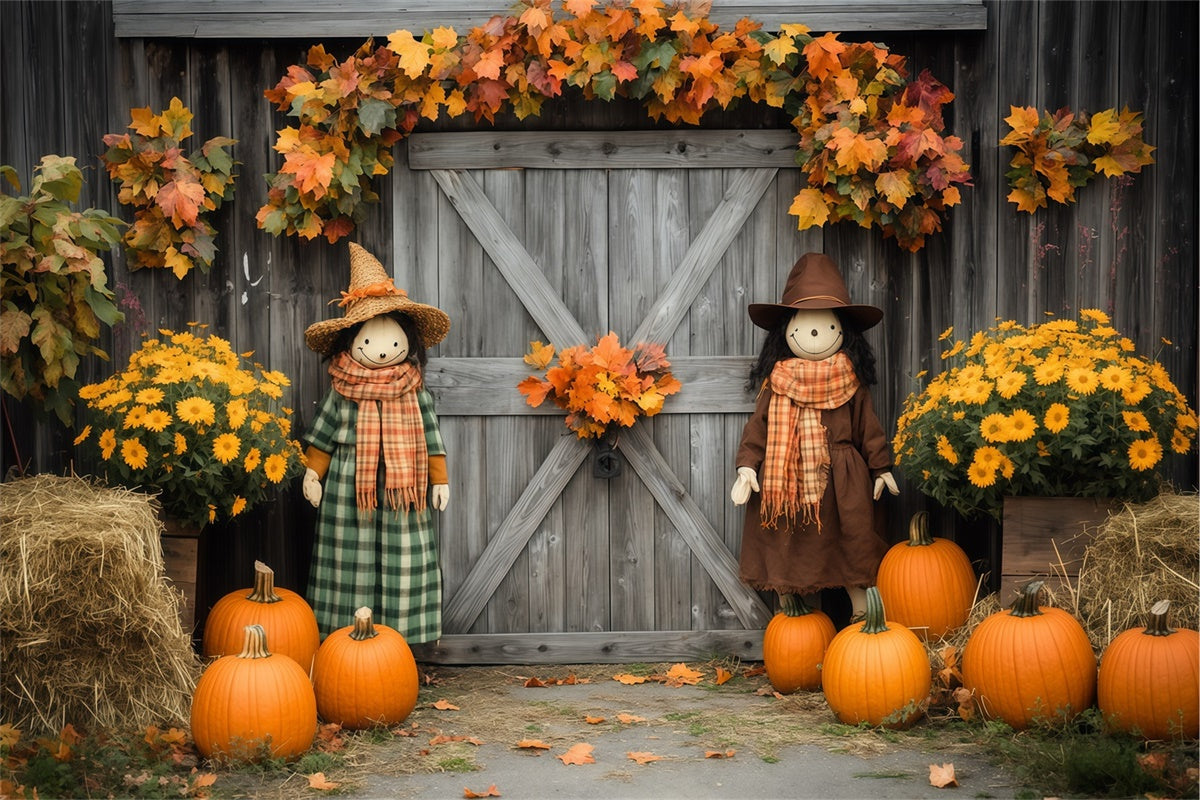 Barn Backdrops Pumpkin Patch Scarecrow Autumn Backdrop BRP57-180