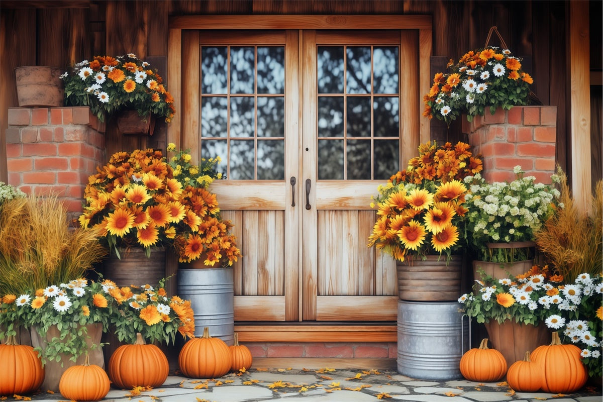 Fall Photography Backdrops Rustic Porch Bloom Backdrop BRP57-183