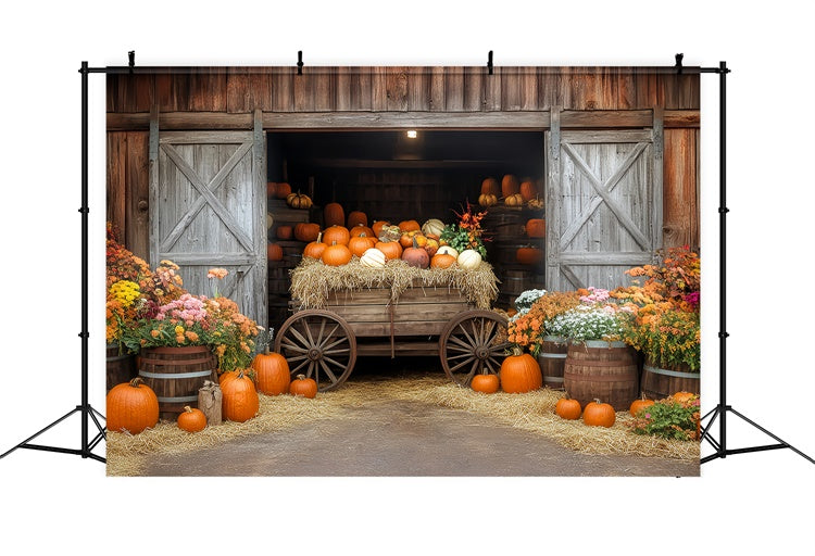 Fall Photoshoot Backdrop Pumpkin Wagon Barn Backdrop BRP57-184