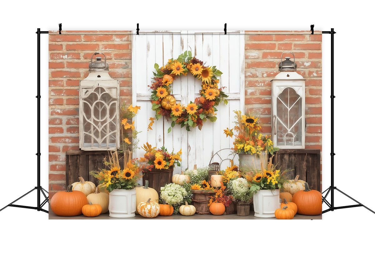 Autumn Photo Backdrop Brick Wall Fall Decor Backdrop BRP57-189
