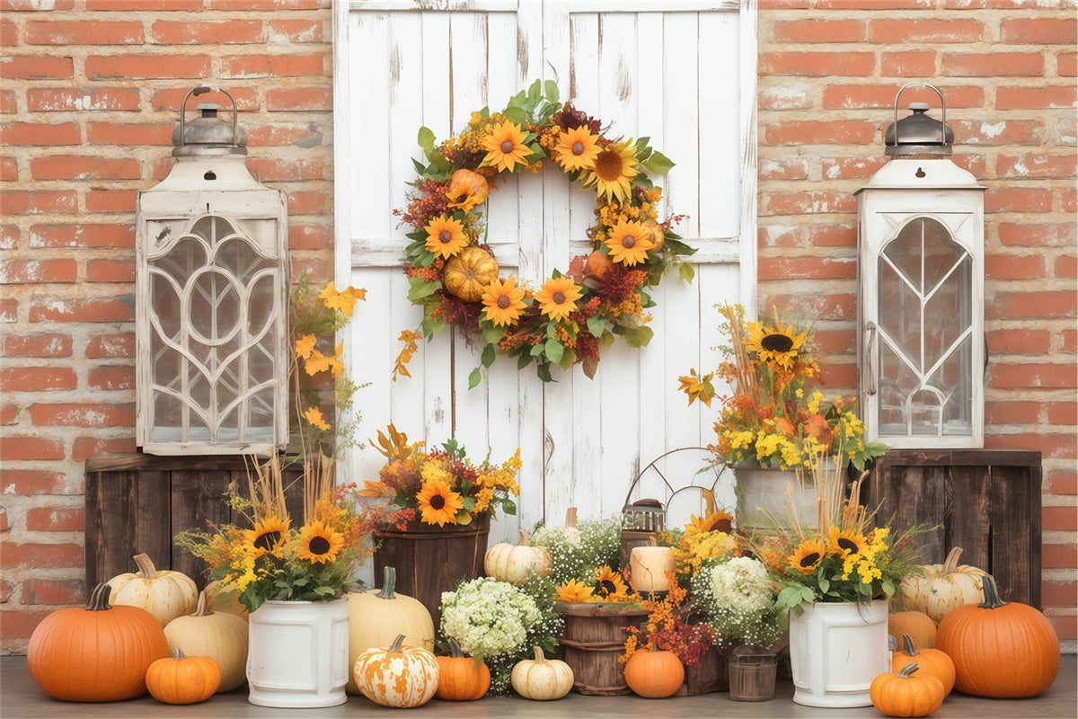 Autumn Photo Backdrop Brick Wall Fall Decor Backdrop BRP57-189