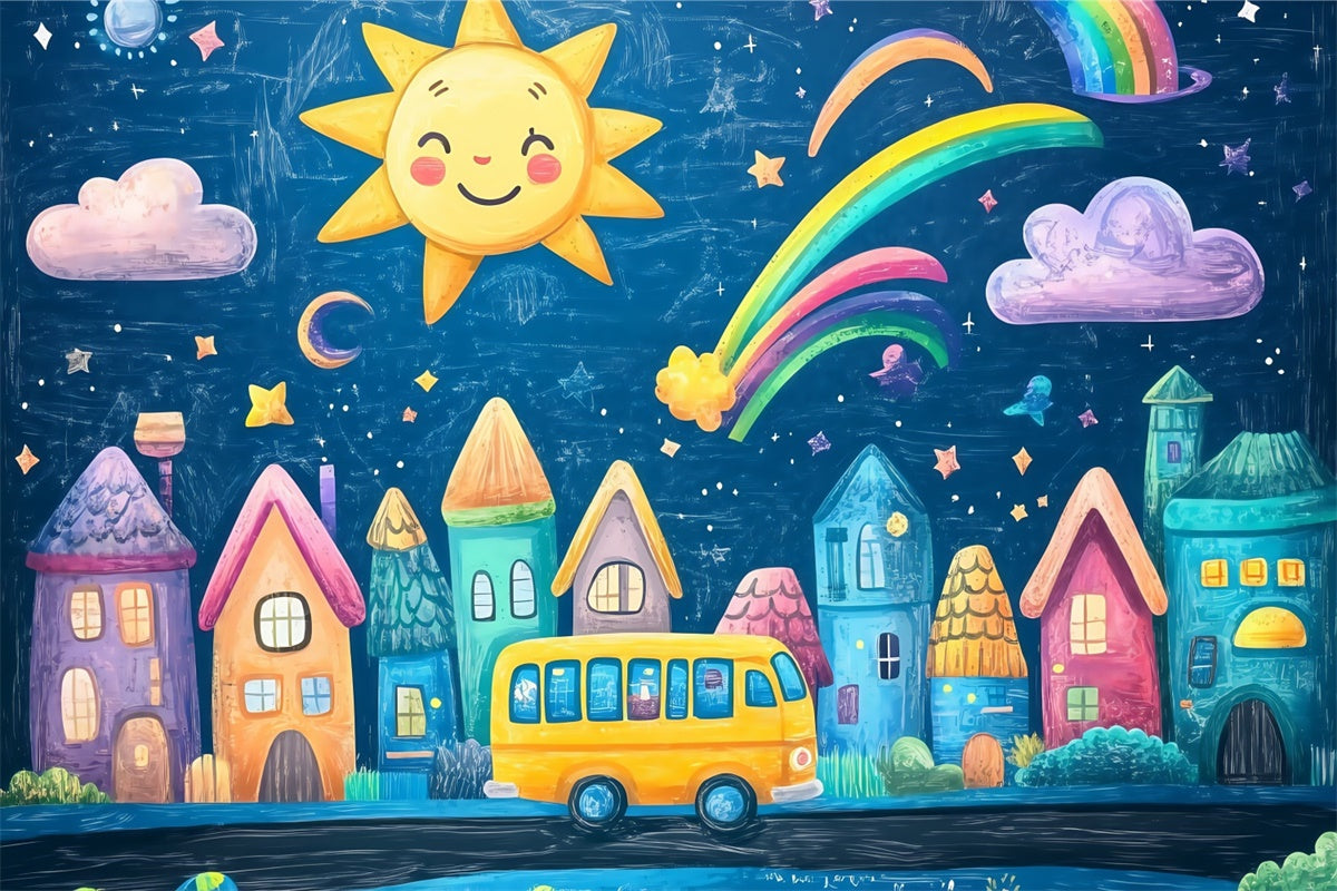 Back To School Backdrops Fantasy Town Welcome Backdrop BRP57-19