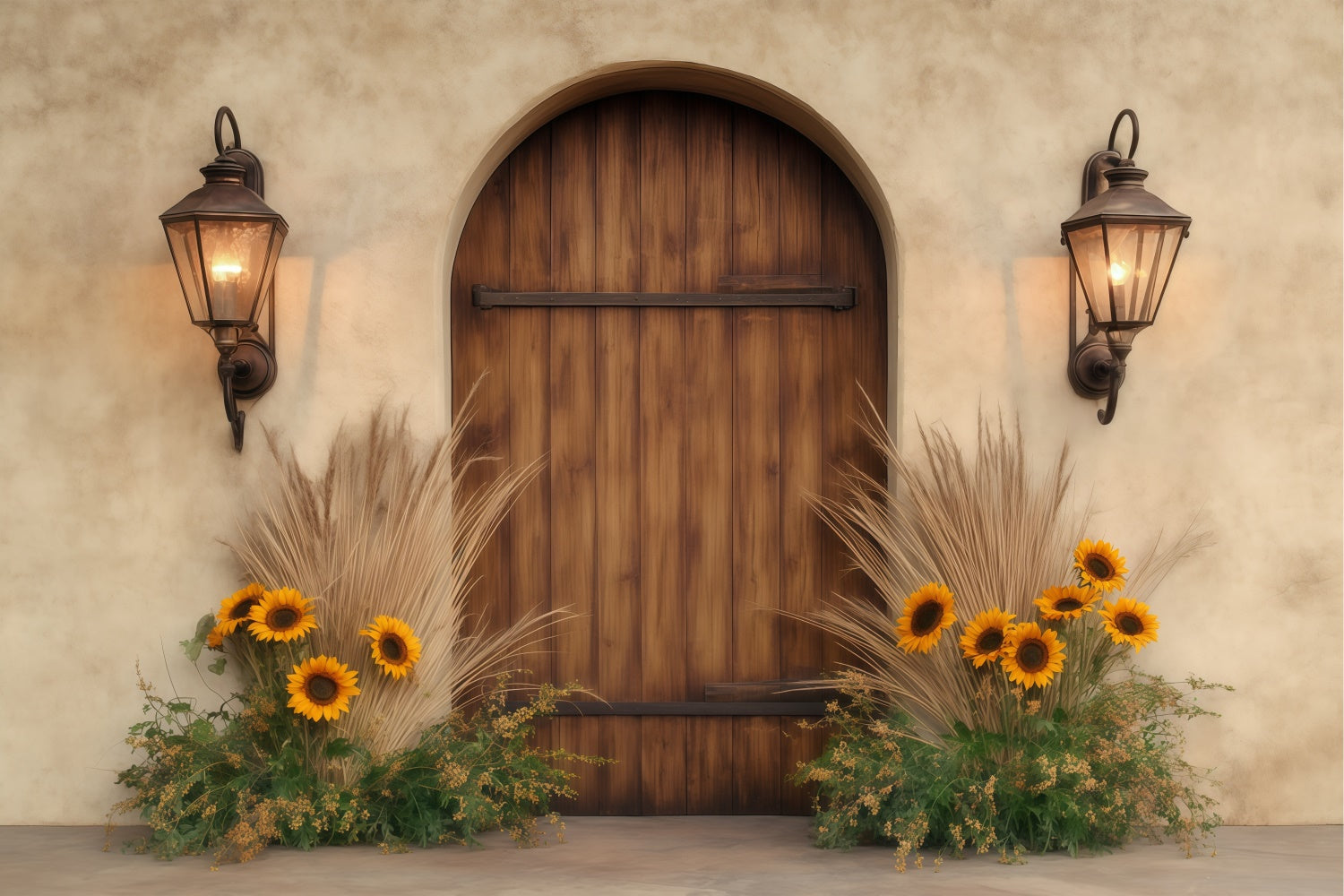 Fall Photoshoot Backdrop Sunflower Lantern Porch Backdrop BRP57-196