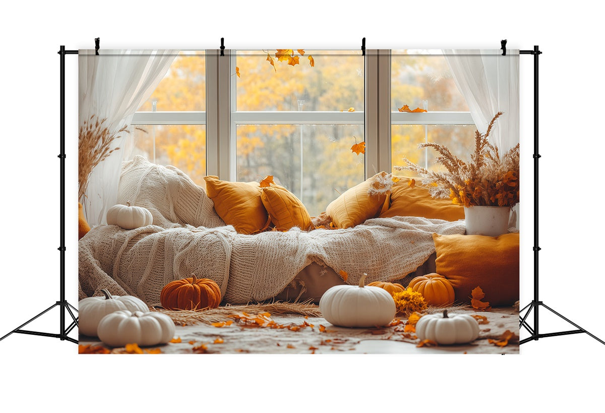 Fall Photography Backdrops Warm Pillow Window Backdrop BRP57-199