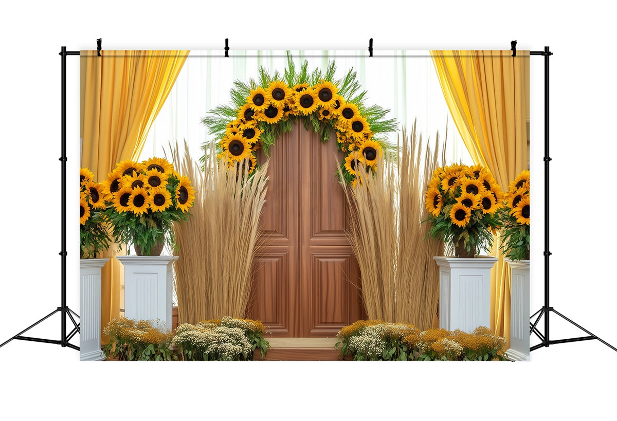 Autumn Backdrop Elegant Sunflower Door Decor Backdrop BRP57-200