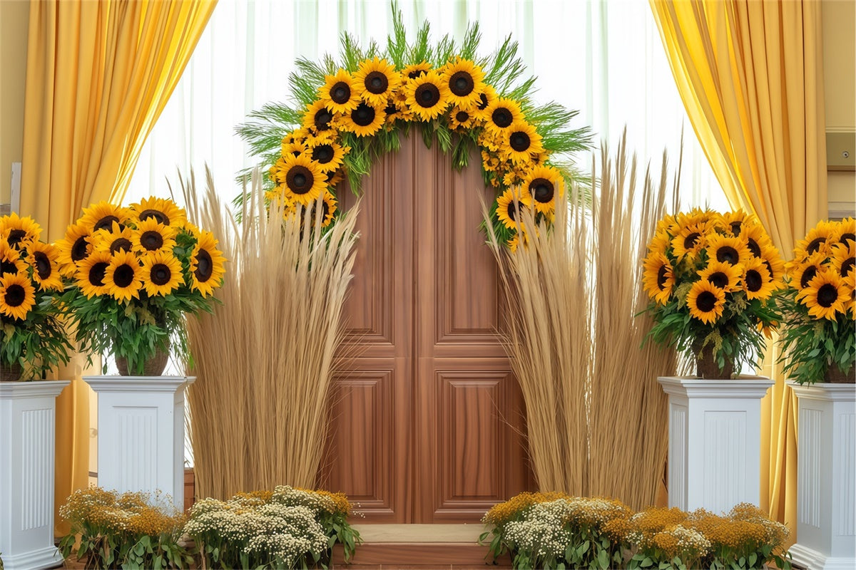 Autumn Backdrop Elegant Sunflower Door Decor Backdrop BRP57-200