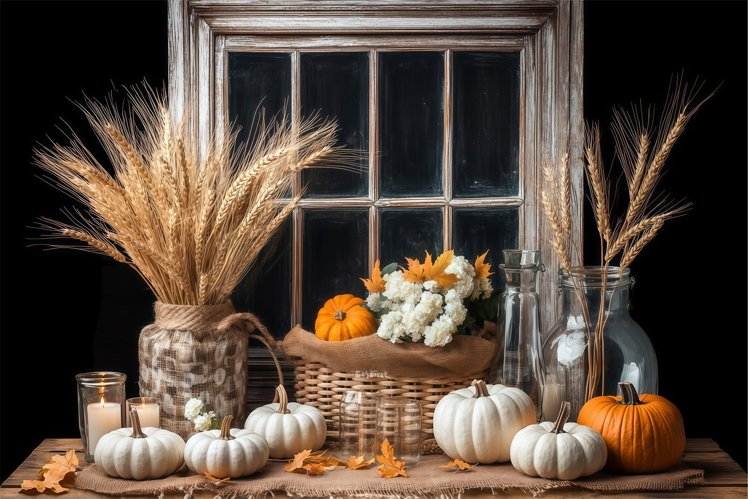 Fall Backdrop Vintage Window Autumn Harvest Backdrop BRP57-201