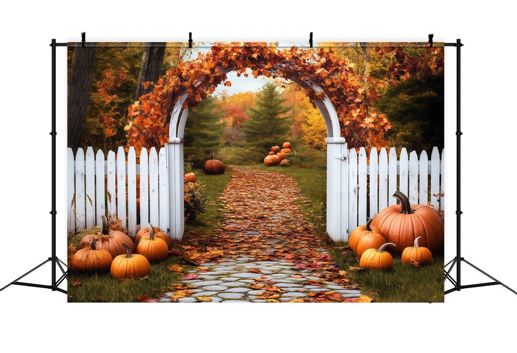 Fall Leaves Backdrop Pumpkin Arch Pathway Backdrop BRP57-202