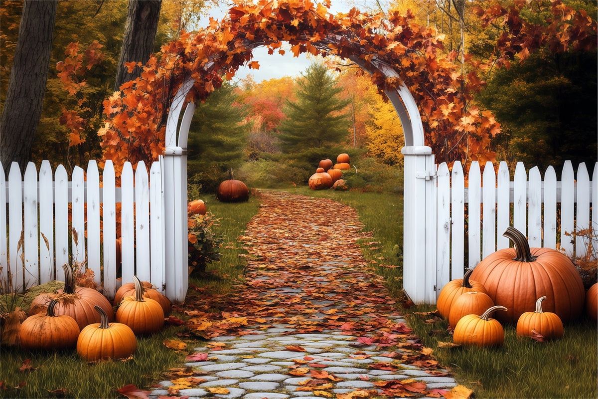 Fall Leaves Backdrop Pumpkin Arch Pathway Backdrop BRP57-202