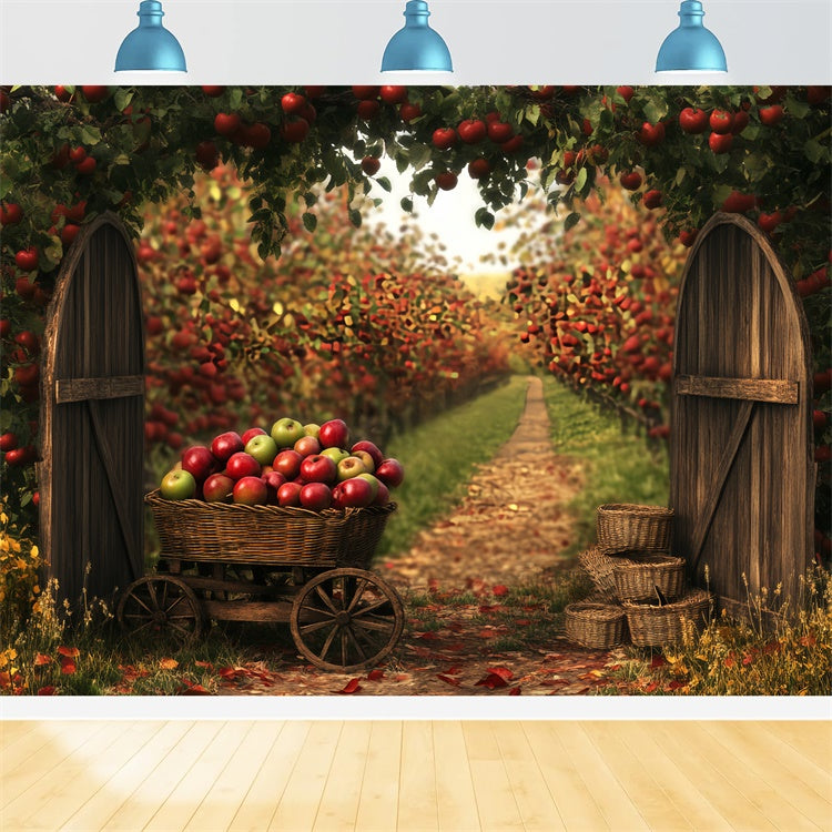 Fall Photo Backdrop Cozy Autumn Apple Grove Backdrop BRP57-203
