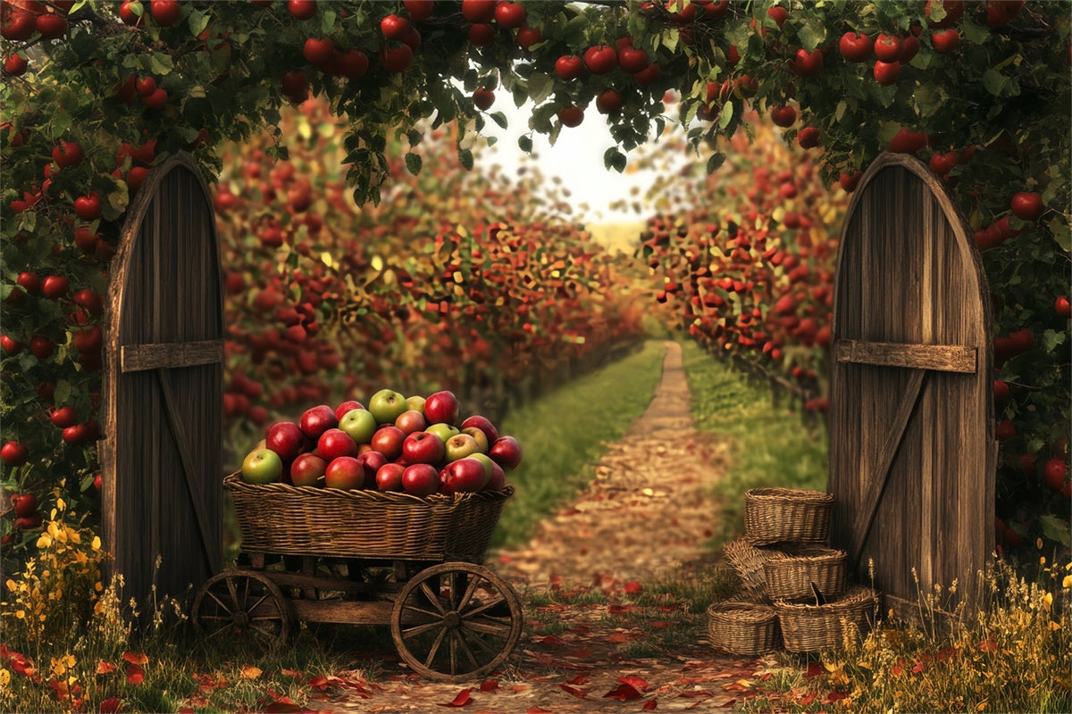 Fall Photo Backdrop Cozy Autumn Apple Grove Backdrop BRP57-203