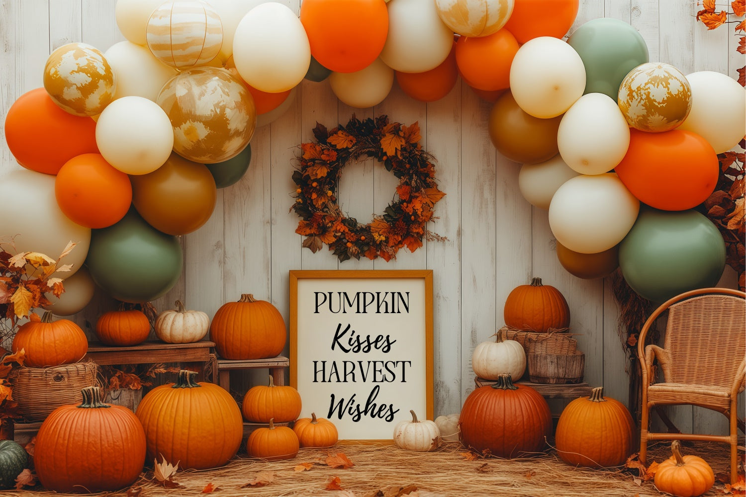 Autumn Backdrops Harvest Wishes Balloon Arch Backdrop BRP57-204