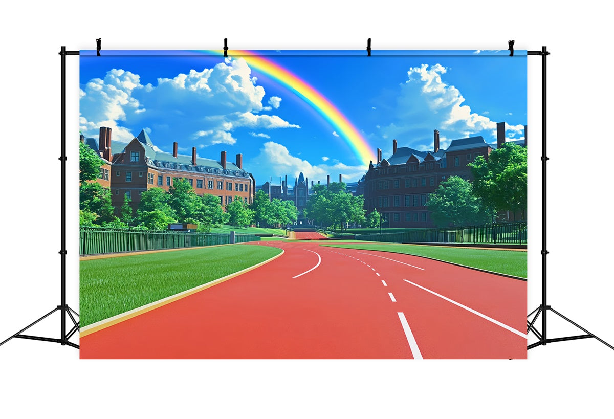 School Backdrop Rainbow Campus Red Track Backdrop BRP57-21