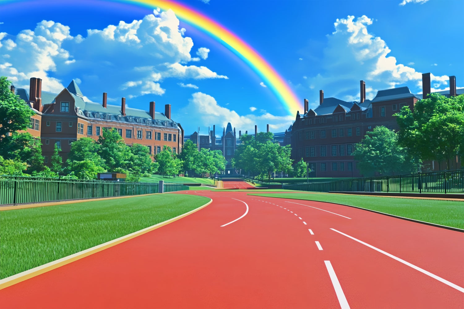 School Backdrop Rainbow Campus Red Track Backdrop BRP57-21