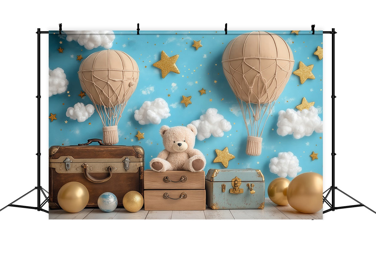 Sky Photo Backdrop Bear Balloon Fantasy Backdrop BRP57-219