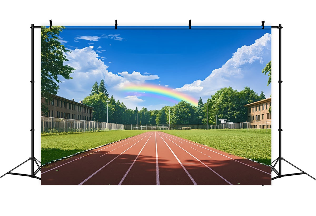 School Photo Backdrop Bright Sky Sports Field Backdrop BRP57-22