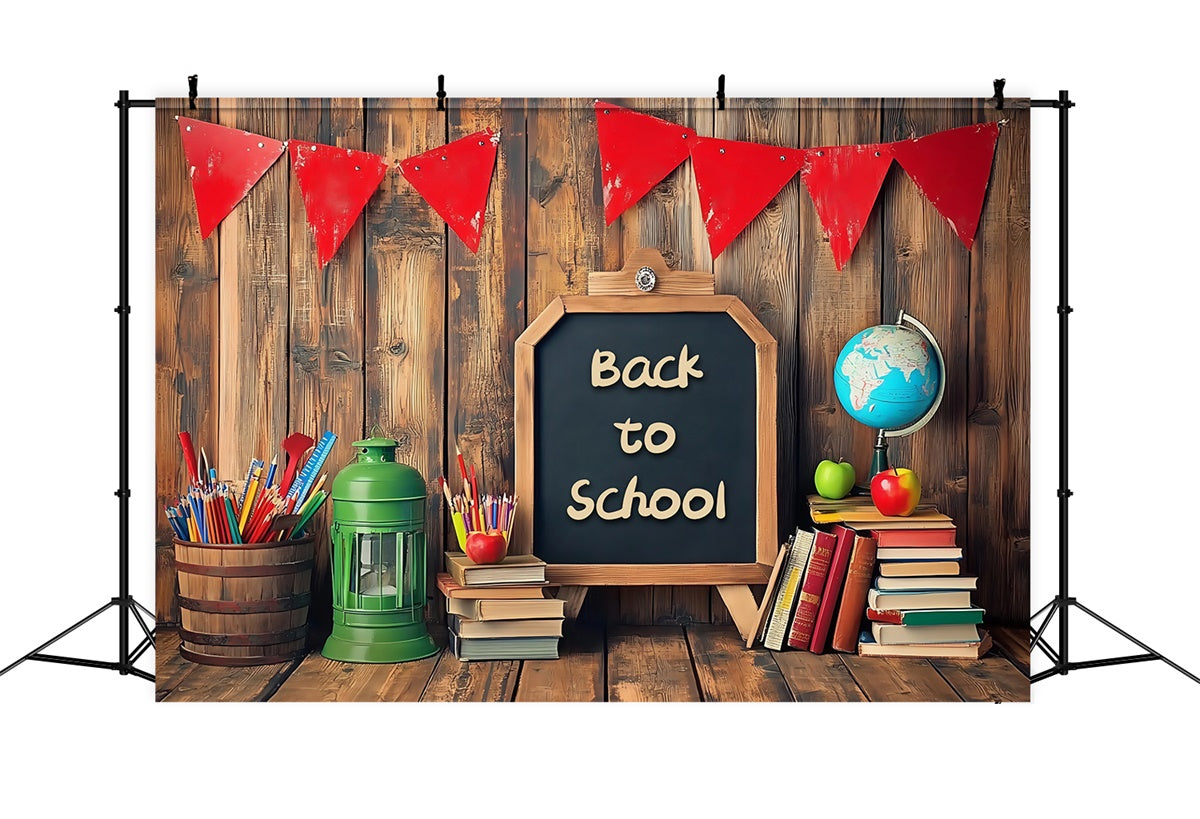 Back To School Backdrop Rustic School Desk Backdrop BRP57-23